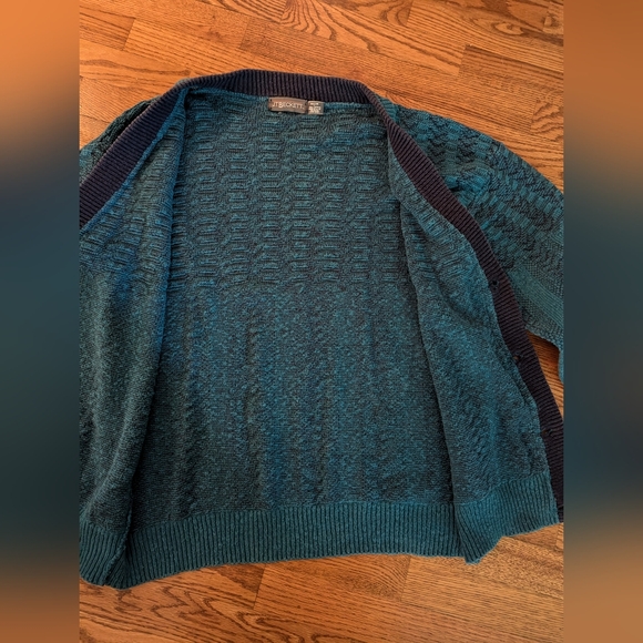 Vintage JT Beckett Blue/green Sweater Cardigan Large - Picture 7 of 10
